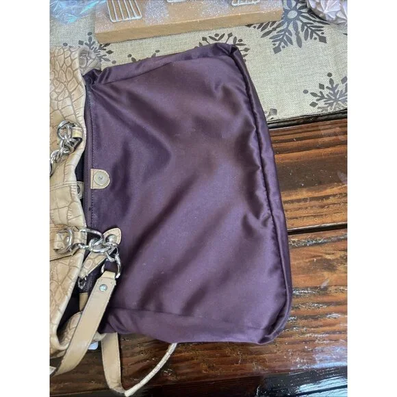 Coach Ashley (2011) Leather Croc Carry all Tote Bag Purse Camel Beige - Picture 14 of 16